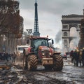 Farmers protest with tractors on the streets of cities in France