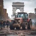 Farmers protest with tractors on the streets of cities in France