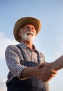Farmers shaking hands in field Royalty Free Stock Photo