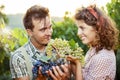 Farmers showing grapes