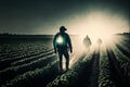 Farmers are spraying pesticides Royalty Free Stock Photo
