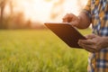 Farmers use tablet computers to check their fields. They are used for planning, care and post-planting analysis.