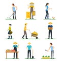 Farmers Work 3d Icons Set Isometric View. Vector Royalty Free Stock Photo