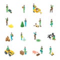 Farmers at Work 3d Icons Set Isometric View. Vector Royalty Free Stock Photo