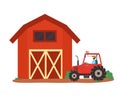 Ranch and Tractor, Rural Area Countryside Vector