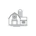 Farmhouse barn line icon. Outline illustration of horse barn vector linear design isolated on white background. Farm Royalty Free Stock Photo