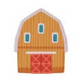 Farmhouse, Barn, Traditional Agricultural Rural Building Cartoon Style Vector Illustration