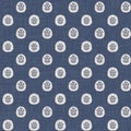 Farmhouse blue paw print linen seamless pattern. Tonal french country cottage style farm animal background. Simple