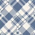 Farmhouse blue plaid seamless pattern. Vintage style twill all over print for tweed wallpaper design.