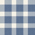 Farmhouse blue plaid seamless pattern. Vintage style twill all over print for tweed wallpaper design.