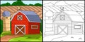 Farmhouse Coloring Page Colored Illustration