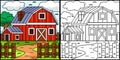 Farmhouse Coloring Page Colored Illustration