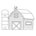 Farmhouse Coloring Page Isolated for Kids