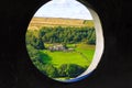 Farmhouse country view from the Atom panopticon. Royalty Free Stock Photo