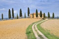 Farmhouse and Cypress trees near Pienza Tuscany Italy