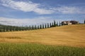 Farmhouse with cypress, Tuscany Royalty Free Stock Photo