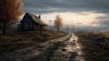 Eerily Realistic Photorealistic Fantasy: Wooden Cabin On A Dirt Road