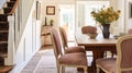 Farmhouse dining room decor, interior design and home decor, elegant table with chairs, furniture, country cottage style Royalty Free Stock Photo