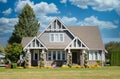 Rural Farmhouse Front Exterior Mansion Maison House Cumulus Sky Background Royalty Free Stock Photo