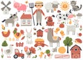 Farmhouse and farm animal set