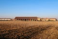 Farmhouse farm panorama landscape characteristic Italy Italian fields agriculture Po Valley Royalty Free Stock Photo