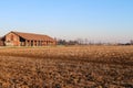 Farmhouse farm panorama landscape characteristic Italy Italian fields agriculture Po Valley Royalty Free Stock Photo