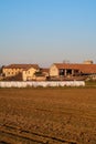 Farmhouse farm Po Valley panorama landscape agriculture italy agricultural work houses herds stall cows