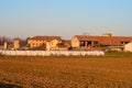 Farmhouse farm Po Valley panorama landscape agriculture italy agricultural work houses herds stall cows