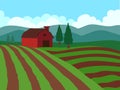 Farmhouse Green Fields Vector illustration