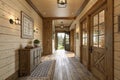 Farmhouse hallway with wall mockup Royalty Free Stock Photo