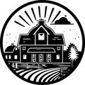 Farmhouse - minimalist and flat logo - vector illustration