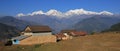 Farmhouses near Ghale Gaun and Manaslu Range Royalty Free Stock Photo