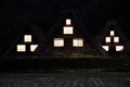 Farmhouses night windows Royalty Free Stock Photo