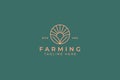 Sun and Leaf at Circle Frame for Business Farming and Nature Logo