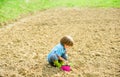 Farming and agriculture. earth day. soils and fertilizers. summer farm. happy child gardener. spring village. ecology Royalty Free Stock Photo
