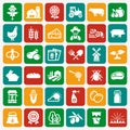 Farming and agriculture vector flat icons. Royalty Free Stock Photo