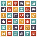 Farming and agriculture vector flat icons. Royalty Free Stock Photo