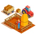 Farming Agrimotor Isometric Composition