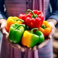 Farming Bell Pepper Bounty: Farmer\'s Hands