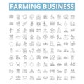 Farming business icons, line symbols, web signs, vector set, isolated illustration Royalty Free Stock Photo