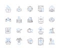 Farming business outline icons collection. Cropping, Sowing, Farming, Cultivating, Reaping, Flourishing, Tilling vector