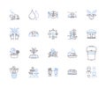 Farming factory outline icons collection. Farming, Factory, Agriculture, Crop, Cultivation, Grower, Harvester vector and