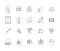 Farming factory outline icons collection. Farming, Factory, Agriculture, Crop, Cultivation, Grower, Harvester vector and