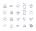 Farming factory outline icons collection. Farming, Factory, Agriculture, Crop, Cultivation, Grower, Harvester vector and