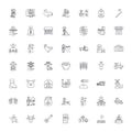 Farming and farmers linear icons, signs, symbols vector line illustration set Royalty Free Stock Photo