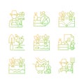 Farming gradient linear vector icons set Royalty Free Stock Photo