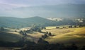 Farming Hills in Morning Autumnal Mist Royalty Free Stock Photo