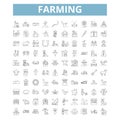 Farming icons, line symbols, web signs, vector set, isolated illustration Royalty Free Stock Photo