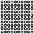 100 farming icons set black circle Royalty Free Stock Photo