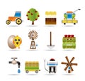 Farming industry and farming tools icons